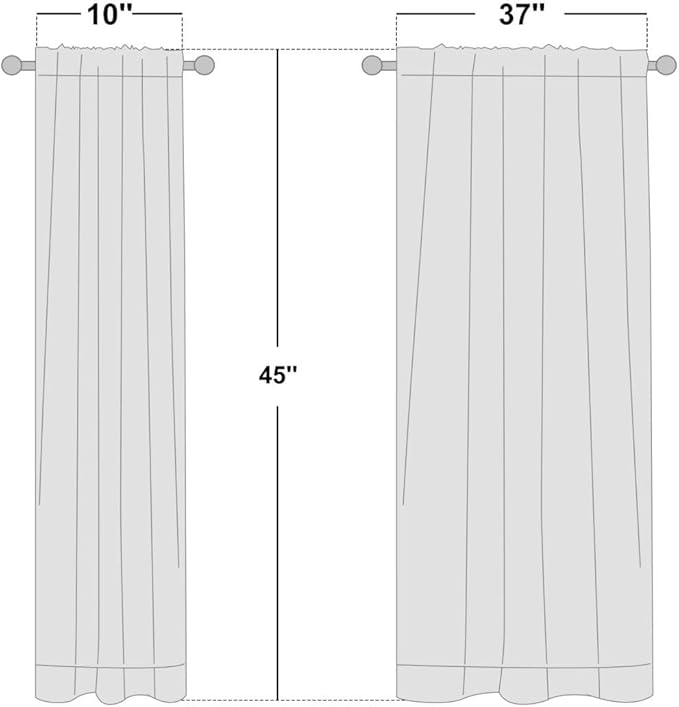 NICETOWN White 100% Blackout Curtains 45 inches Long for Kitchen, Rod Pocket Basement Window Treatment Thermal Insulated Lined Drapes for Small Window (1 Pair, 37 inches Width Each Panel)