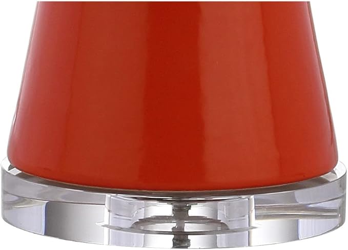 JONATHAN Y 28.5" Coral Ceramic Table Lamp for Living Room Bedroom Nightstand, Modern Hourglass LED Bedside Lamp with Crystal Base and Linen Shade (JYL4027C)