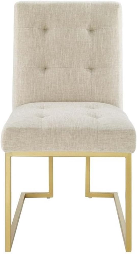 Modway Privy Upholstered Gold Stainless Steel Dining Chair in Gold Beige