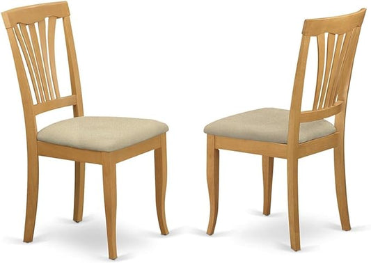 East West Furniture AVC-OAK-C Avon Kitchen Dining Chairs - Linen Fabric Upholstered Solid Wood Chairs, Set of 2, Oak