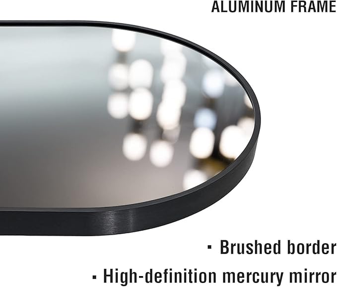 OGCAU Full Length Mirror, 65"x22" Arched Full Body Mirror, Hanging, Leaning or Standing, Wall Mounted for Bedroom Living Room, Black