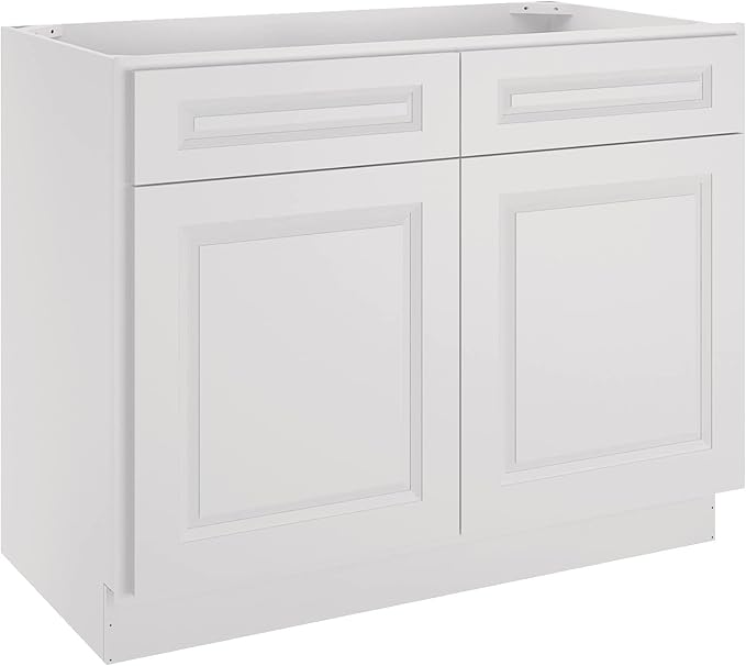 LOVMOR Kitchen Base Cabinets, Sideboard Storage Cabinet, Entryway Cabinet with 2-Drawers & Adjustable Shelf, 42" W X 24" D X 34-1/2"H (Light Gray)