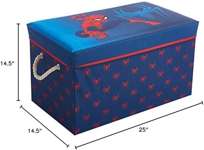 Marvel Spiderman Collapsible Toy Storage Bench and Ottoman, 14.5" H x 14.5" D x 25" L
