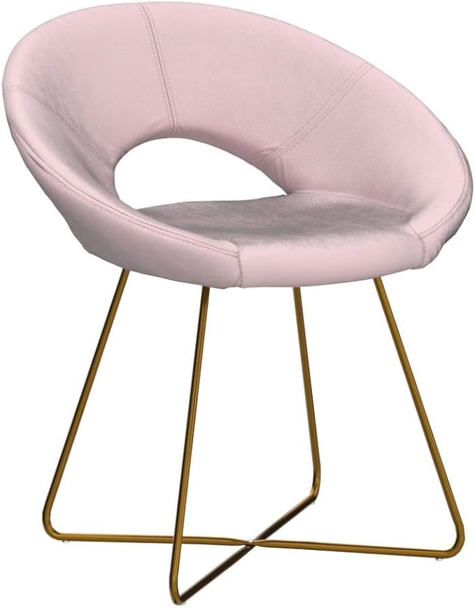Roundhill Furniture Slatina Silky Velvet Upholstered Accent Chair with Gold Tone Finished Base, Pink
