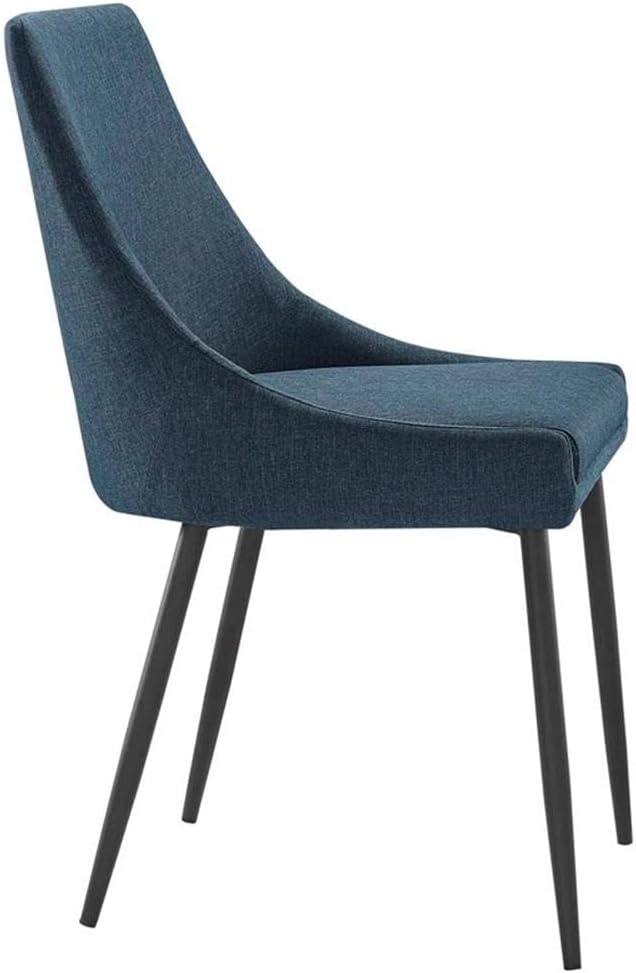 Modway Viscount Upholstered Fabric Side Dining Chairs in Black Azure - Set of 2
