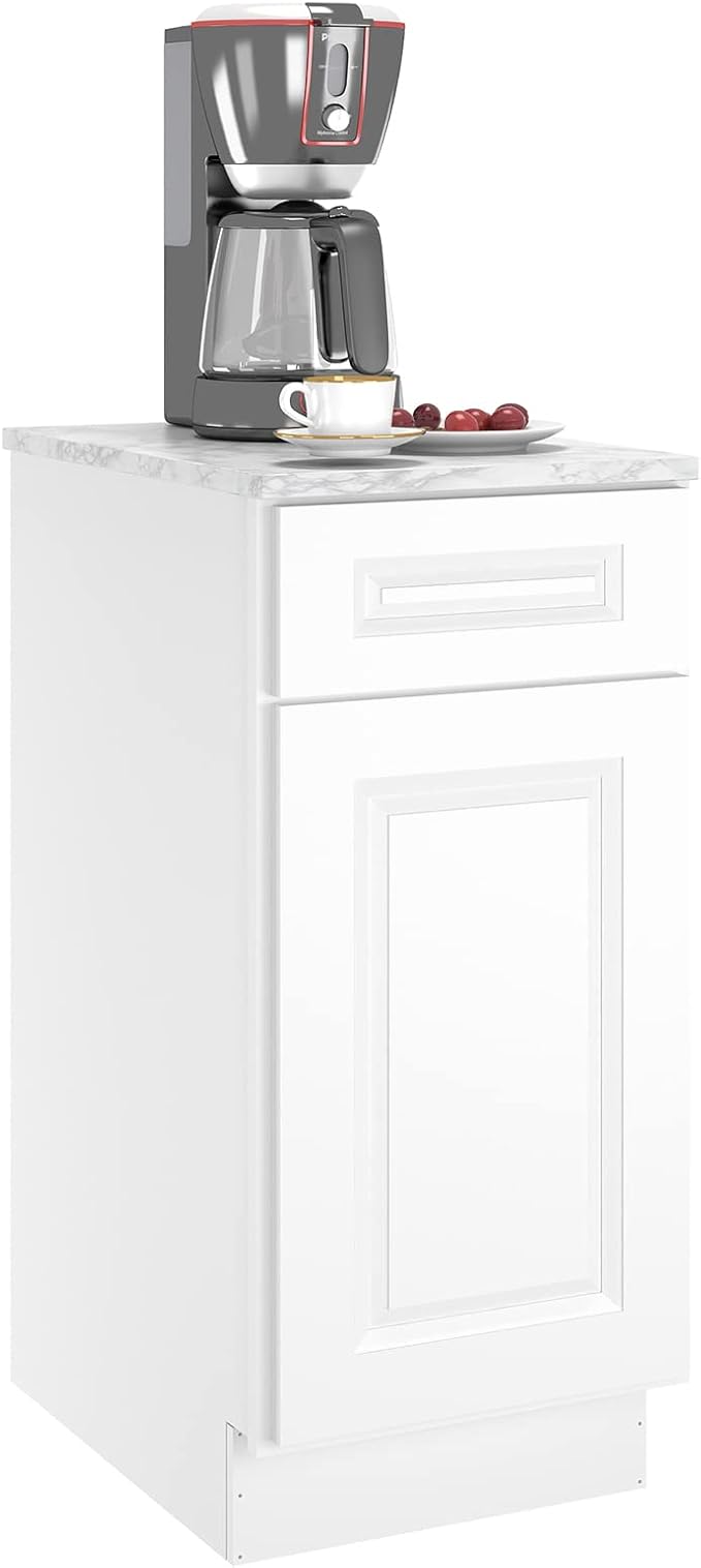 LOVMOR Kitchen Base Cabinets, Sideboard Storage Cabinet, Entryway Cabinet with 1-Drawer & Adjustable Shelf, 15" W X 24" D X 34-1/2"H