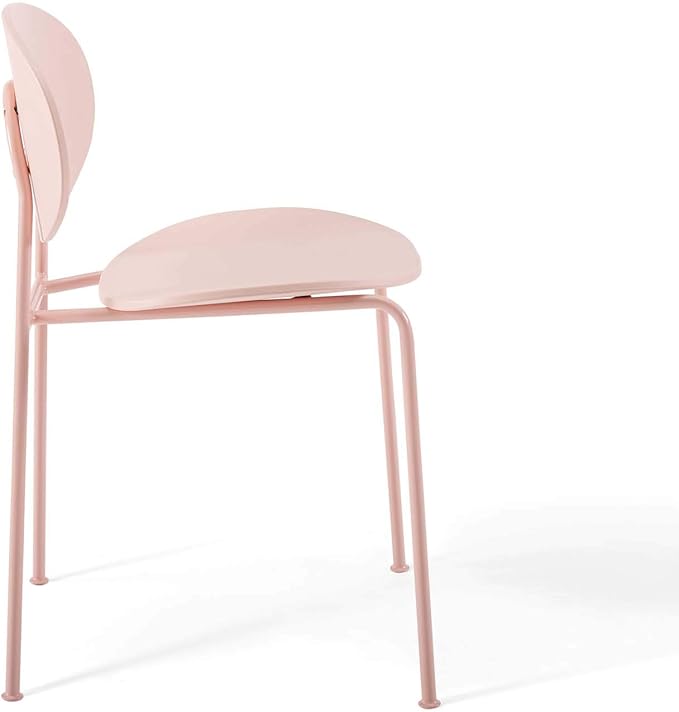 Modway Palette Modern Molded Plastic Accent Dining Chair in Pink - Set of 2 - Comes Fully Assembled