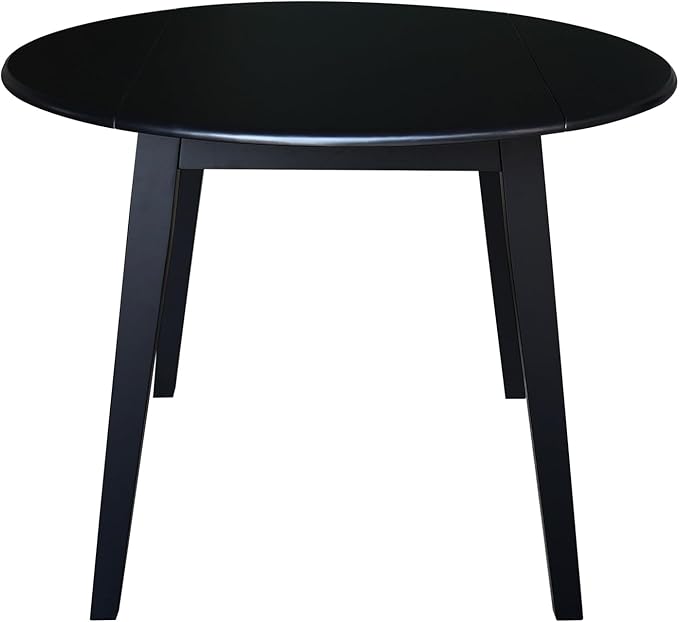 IC INTERNATIONAL CONCEPTS 42" Round Solid Wood Dual Drop Leaf Table in Black
