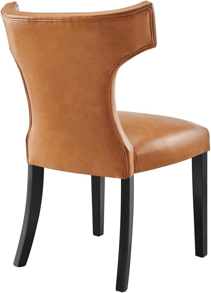 Modway Curve Vegan Leather Dining Chair in Tan