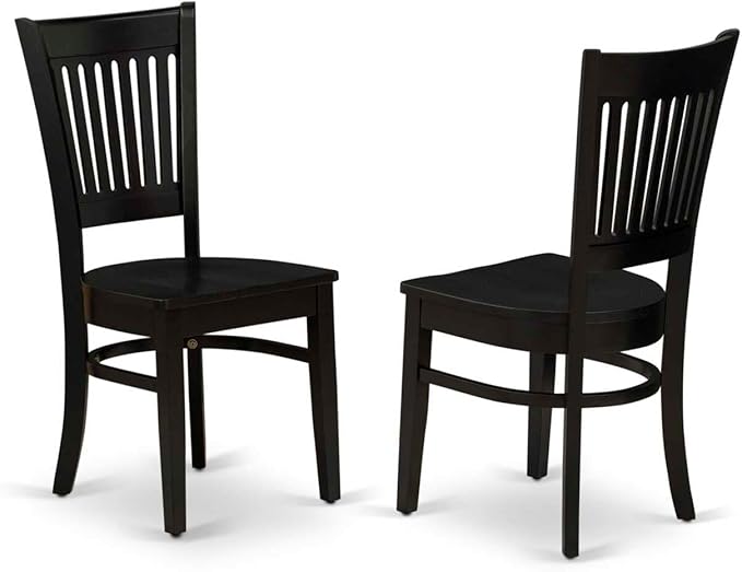 East West Furniture ESVA3-BCH-W 3 Piece Dining Table Set for Small Spaces Contains a Round Dining Room Table with Pedestal and 2 Wood Seat Chairs, 30x30 Inch, Black & Cherry