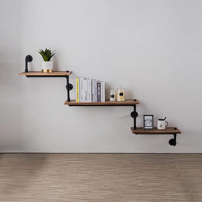 Industrial Heavy Duty DIY Pipe Shelf Shelves Steampunk Rustic Urban Bookshelf Real Wood Bookshelves and bookcases1