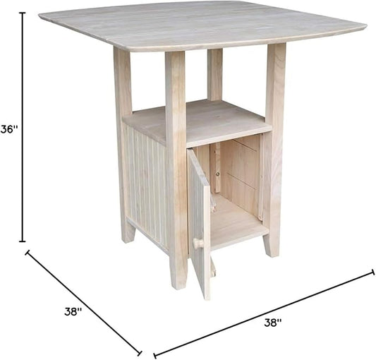 IC INTERNATIONAL CONCEPTS Dual Drop Leaf Bistro Table - Bar Height - with Storage