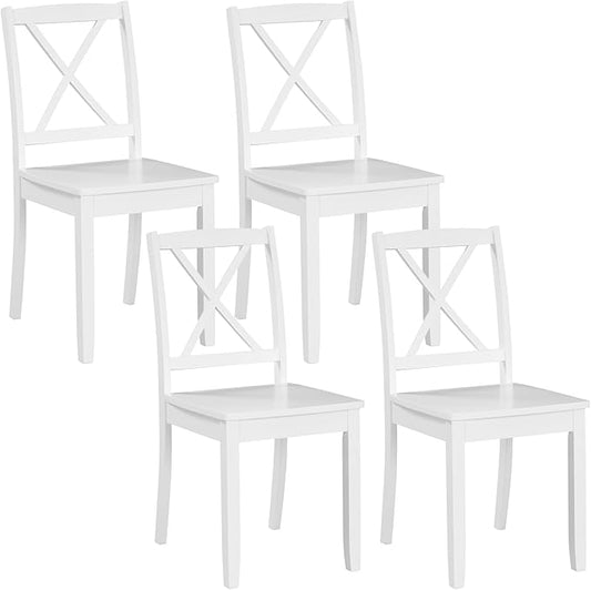 Giantex Wood Dining Chairs Set of 4 White, Armless Kitchen Chair w/Rubber Wood Legs & Curved Backrest, Farmhouse Cross Back Diner Chair, Wooden Side Chairs for Home Dining Room, Load 400 LBS