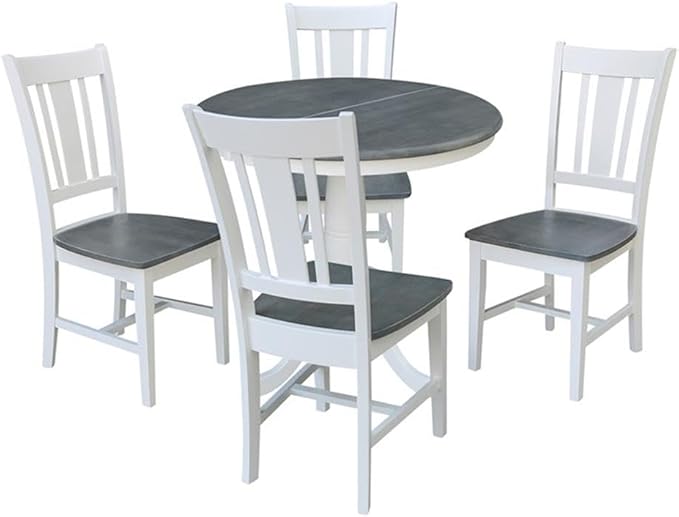 International Concepts 36" Solid Wood Extension Dining Table with 4 Chairs