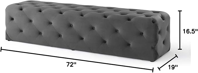 Modway EEI-3772-GRY Anthem 72" Tufted Button Entryway Performance Velvet Bench, Gray