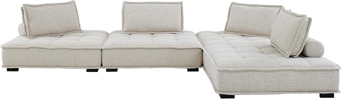 Modway Saunter, 4-Piece Sectional Sofa, Beige