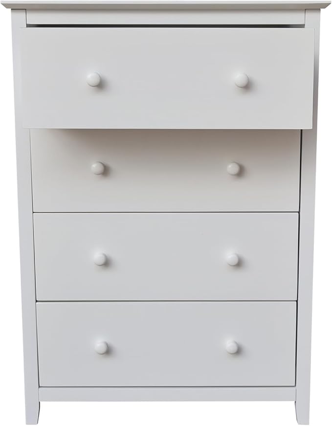 International Concepts Solid Wood Bedroom Dresser/Chest with 4 Drawers in White