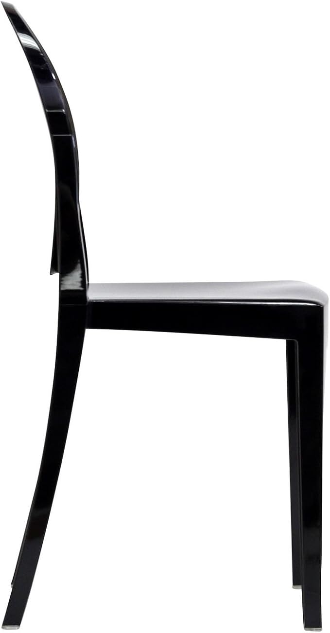 Modway Casper Modern Acrylic Stacking Two Dining Side Chairs in Black