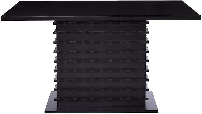 King's Brand Black Finish Wood Wave Design Dining Room Kitchen Table