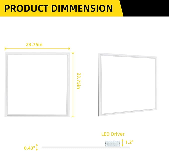 2x2 LED Flat Panel Troffer Light, 12 Pack 45W,5800LM, Edge-Lit 2x2FT LED Drop Ceiling Light Fixtures,5000K Daylight White,0-10V ETL Listed,Works from 110-277V AC