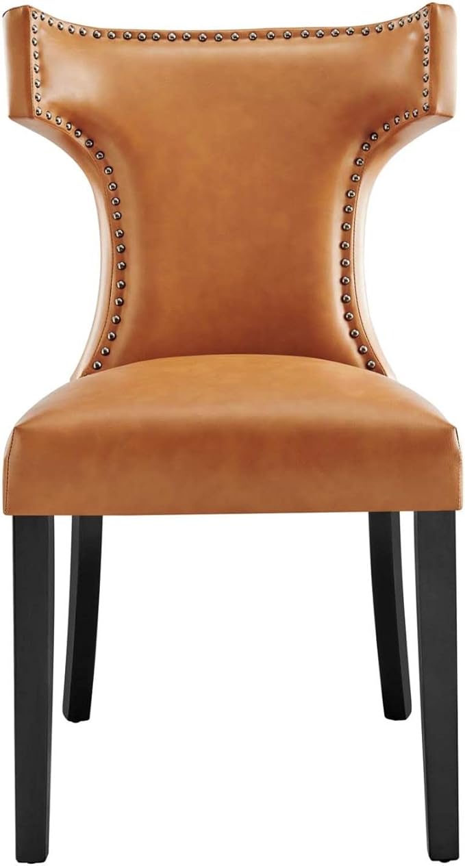 Modway Curve Vegan Leather Dining Chair in Tan