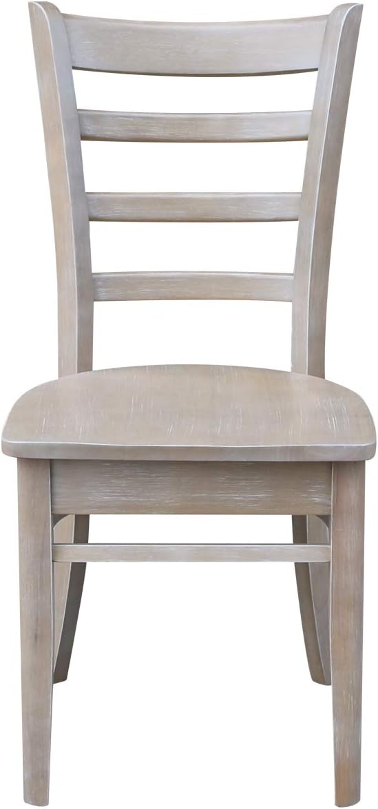 IC INTERNATIONAL CONCEPTS 30x48 Solid Wood Dining Table with 4 Emily Chairs in Washed Gray Taupe
