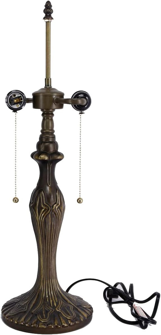 WERFACTORY Table Lamp Base Replacement Only, Wide 6.5 Height 24 Inch, Fit for 12, 14, 16, 18 Inch Tiffany Style Stained Glass Lampshade, Dark Bronze Finish, Metal, Pull Chain Switch
