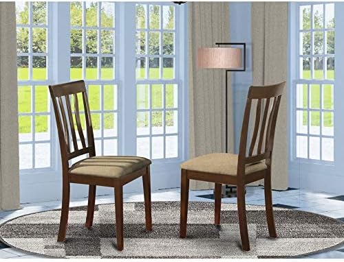 East West Furniture ANC-CAP-W Antique Dining Room Chairs - Slat Back Wooden Seat Chairs, Set of 2, Cappuccino