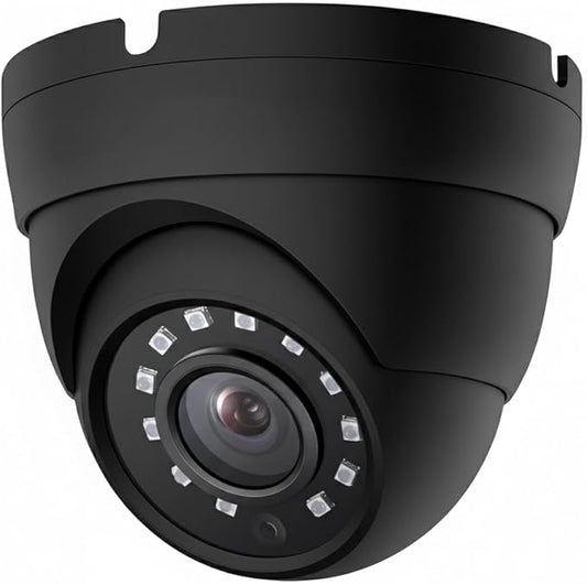 2MP Dome TVI AHD CCTV Surveillance Security Camera, 2.8mm 100° Wide Viewing Angle, 1080P Dome Camera, 65ft Night Vision, Outdoor, Compatible with Analog TVI AHD CVI DVR, Full Metal Housing, Black