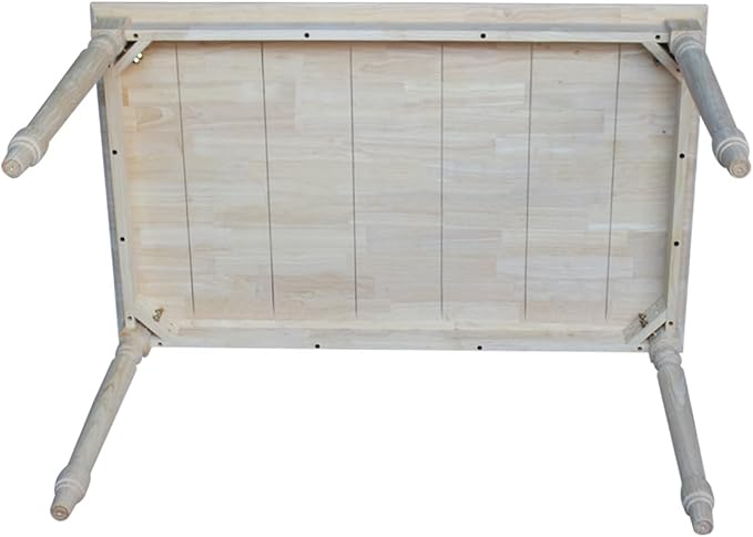 IC International Concepts, Solid Wood Top Table - Turned Legs, Solid Wood, Real Parawood, 30" W x 48" D x 30" H, Easy Assembly, DIY, Paint or Stain Your Way, Unfinished