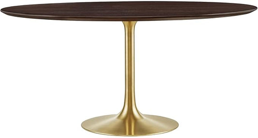 Modway Lippa Dining Table, 60", Gold Cherry Walnut