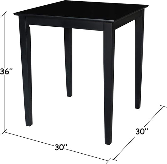 Solid Wood Top Dining Table, 36 Inch High, Black