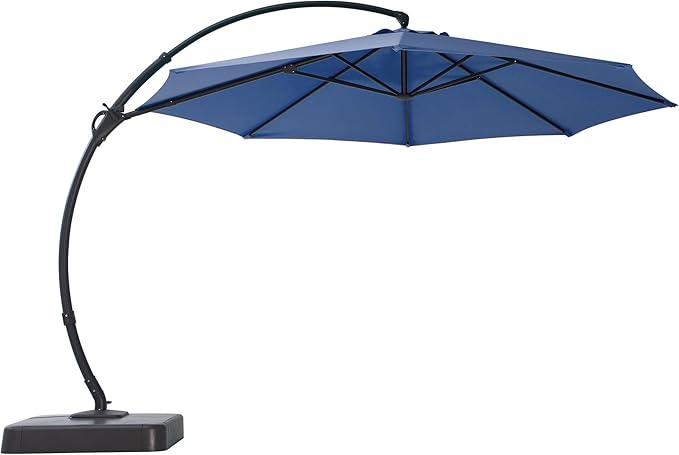 LAUSAINT HOME Outdoor Patio Umbrella with Base included, Deluxe Curvy Cantilever Umbrella Heavy Duty Offset Hanging Umbrella