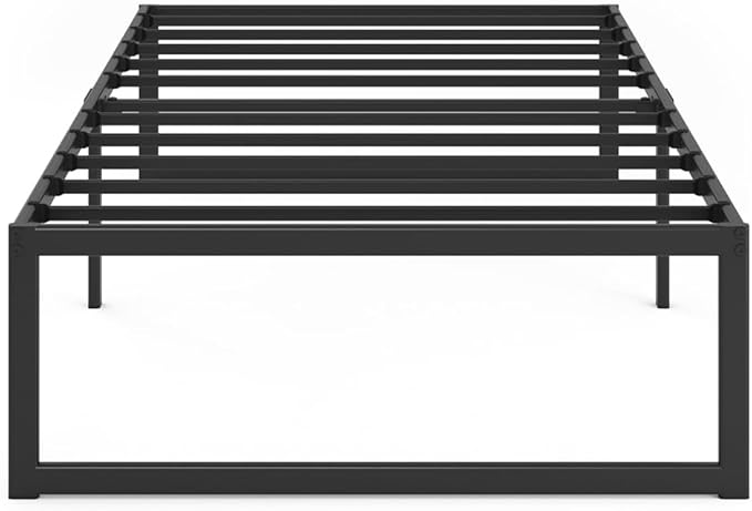 Zinus ABEL 14 Inch Platform Bed Frame, Steel Slat Support, Easy Assembly, No Box Spring Needed, Eco Friendly WonderBox(TM) Packaging, Black, Twin