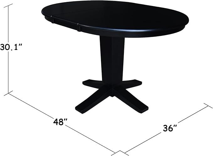 IC INTERNATIONAL CONCEPTS 36" Solid Wood Round Top Pedestal Dining Table with 12" Leaf - 30.1" H