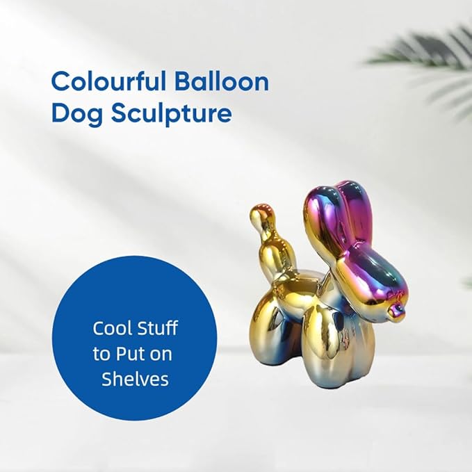 Colourful Balloon Dog Sculpture Balloon Dog Statue Cool Stuff to Put on Shelves Balloon Dog Decor Knick Knacks for Shelves Decore Decorative Objects for Coffee Table