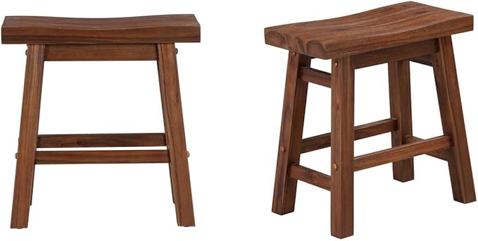 Boraam Sonoma Backless Saddle Dining Height Stool - Chestnut Wire-Brush - Set of 2