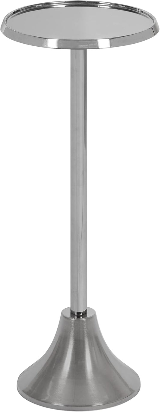 Kate and Laurel Sanzo Modern Pedestal Side Table; 9 x 9 x 23; Silver; Decorative End Table with Sleek Tabletop