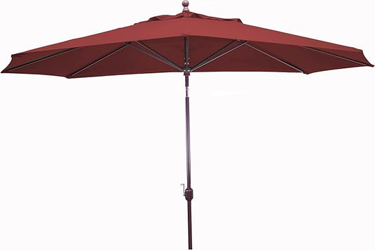 Galtech 11 FT Large Outdoor Umbrella with Auto Tilt, Stand Alone Patio Shade, Oval Sunbrella Fabric, Bronze Frame, 98% UV Protection