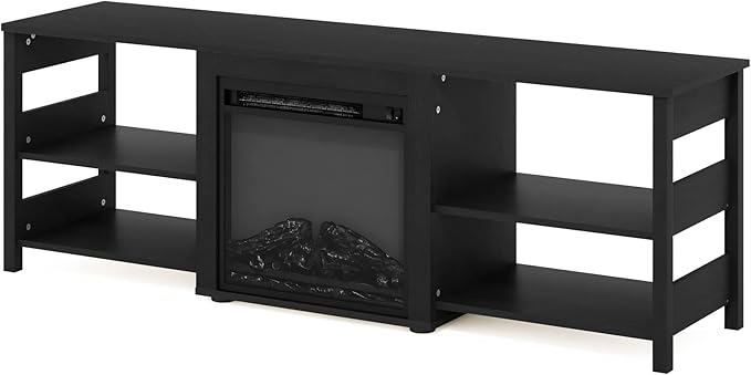 Furinno Classic 70 Inch TV Stand with Fireplace, Americano