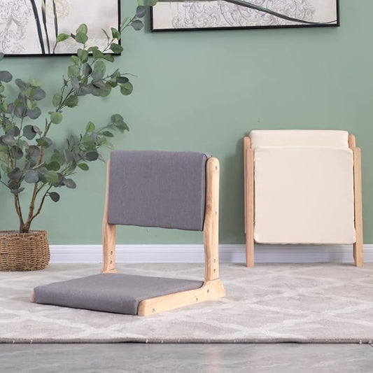 通用 Tatami Chair Accent Furniture,Foldable Meditation Floor Chair, Living Room Chair Floor Seat, Portable Japanese Legless Chair,Lazy Sofa for Bay Window Meditation Reading (Grey Fabric)