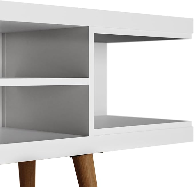 Manhattan Comfort Utopia 70.47" Freestanding Entertainment Center for Living Room, Mid Century Modern TV Stand with Shelves, Storage and Media Holes, Fits 65" Screens, White