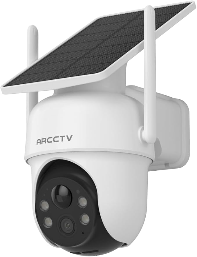 Solar Security Cameras Wireless Outdoor, 4MP 360° View Battery Powered Cam, Spotlight Night Vision, 2-Way Audio, 2.4G/5G Dual Band WiFi, PIR Motion Alert, Suitable for Q4 Camera Kit