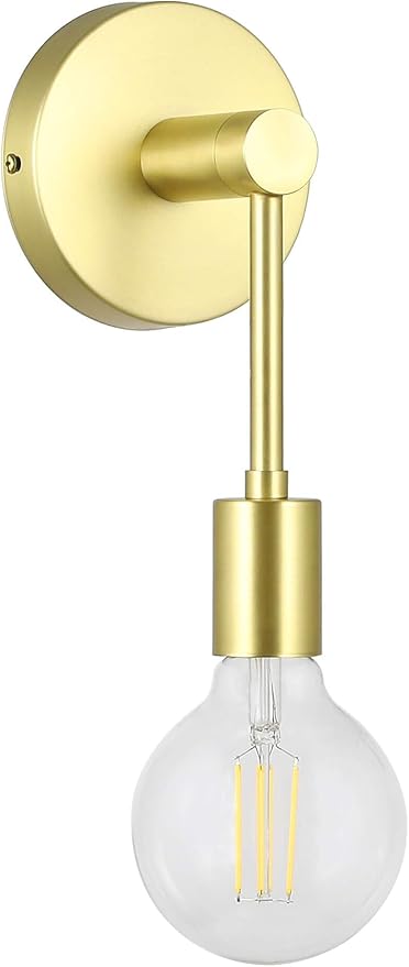 XiNBEi Lighting Bathroom Sconce, Modern Brass Sconces Wall Lighting Single Vanity Light Fixture for Mirror Living Room (LED Bulb Included)