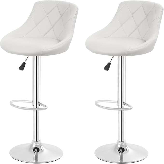 FDW Bar Stools Set of 2 Bar Stools Swivel Stool Height Adjustable Bar Chairs with Back PU Leather Swivel Bar Stool Kitchen Counter Stools Dining Chairs
