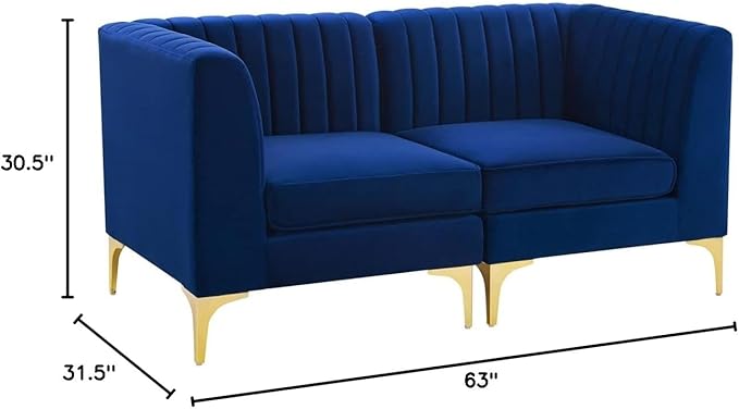 Modway EEI-4346-NAV Triumph Channel Tufted Performance Velvet Loveseat, Navy