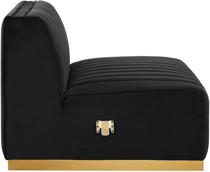 Modway Conjure Channel Tufted Performance Velvet Sectional, 4-Piece Left-Facing Sofa, Gold Black