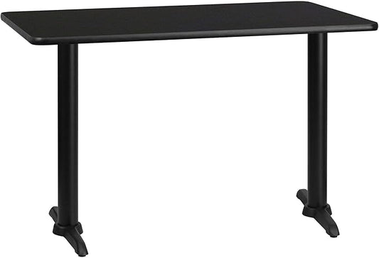 Flash Furniture 30'' x 48'' Rectangular Black Laminate Table Top with 5'' x 22'' Table Height Bases