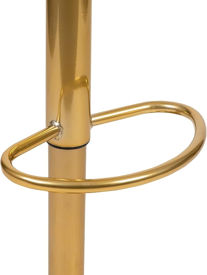 Flash Furniture Vincent Modern Black Vinyl Adjustable Bar Stool with Back, Counter Height Swivel Stool with Gold-Pedestal Base, Set of 2