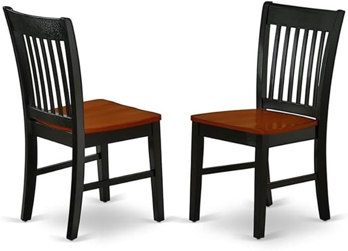 East West Furniture NDNO5-BCH-W 5 Piece Dinette Set for 4 Includes a Rectangle Dining Room Table with Dropleaf and 4 Dining Chairs, 30x48 Inch, Black & Cherry
